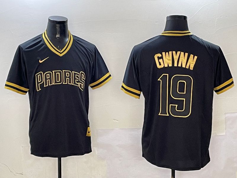 Men San Diego Padres #19 Gwynn Black Gold Game 2025 Nike MLB Jersey style 325